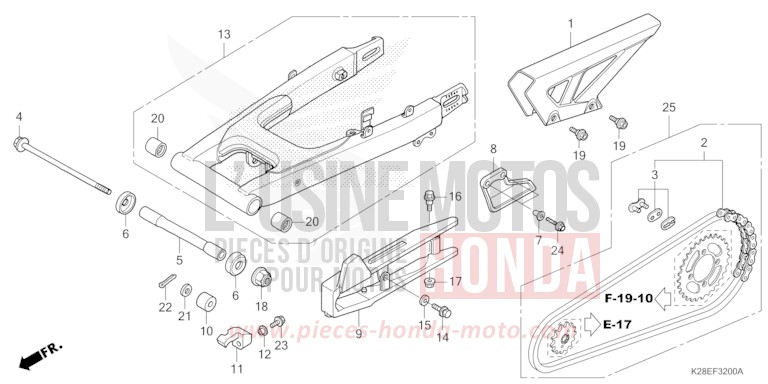 BRAS OSCILLANT de CRF125F "Petites Roues" EXTREME RED (R292) 2024